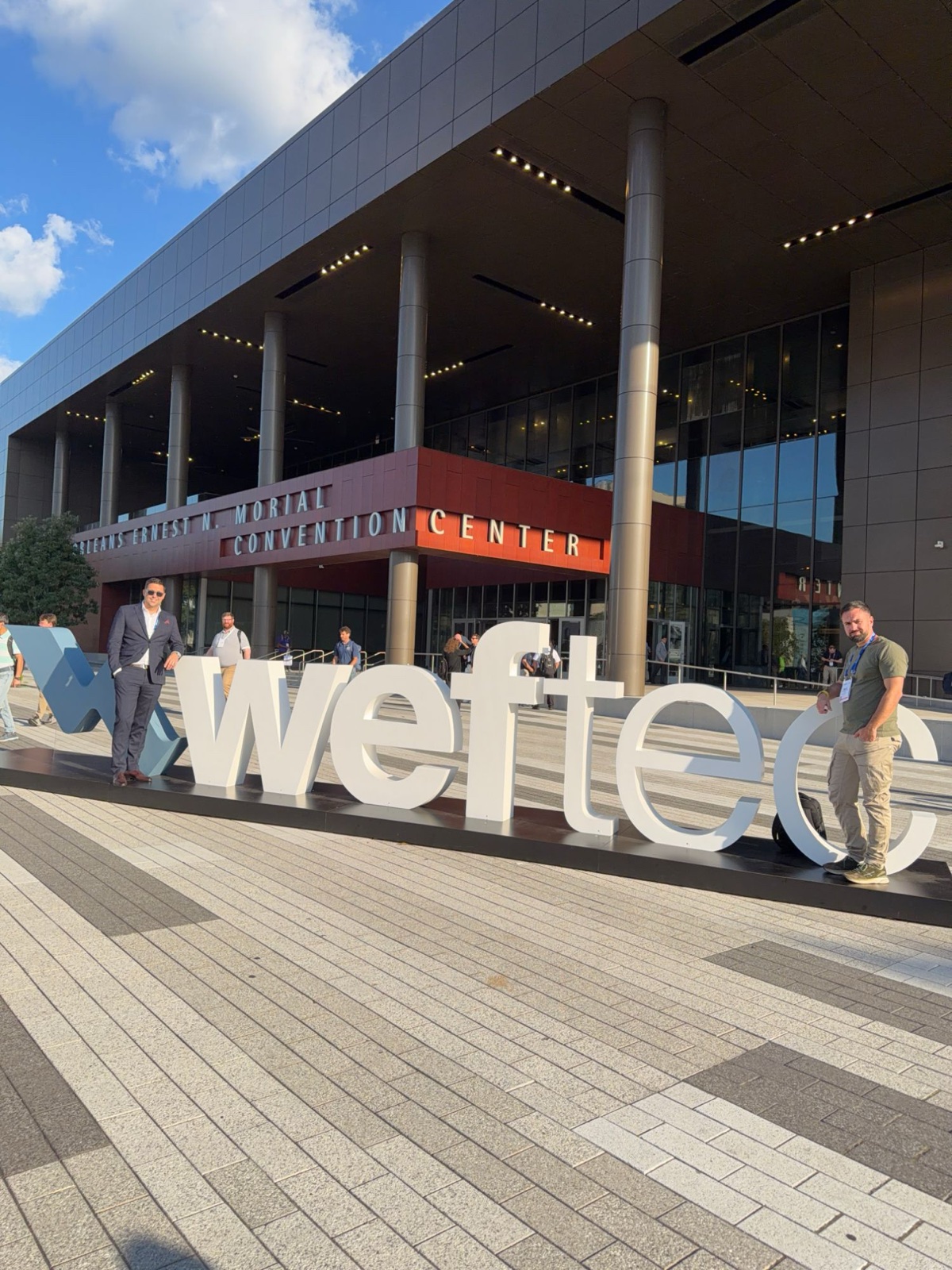 Milić Bogićević at the WEFTEC 2026 sign outside the Ernest N. Morial Convention Center